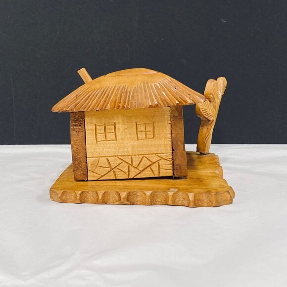 Vintage Hand Crafted Wood Art Tiki Coin Bank - Picture 4 of 10